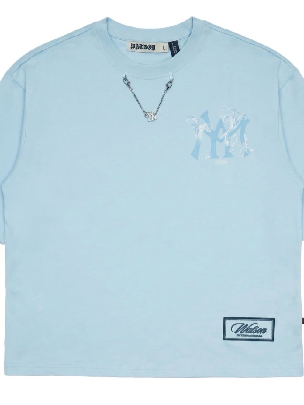 WATSON SINGLE STITCHED EMBROIDERED LOGO SKY BLUE TSHIRT Small